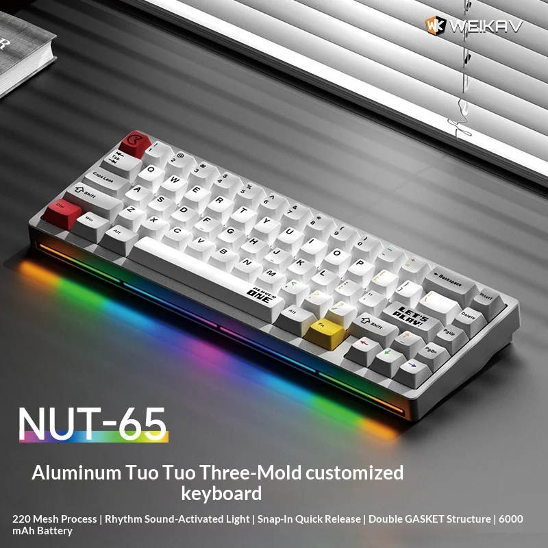 New Weikav Nut65 Mechanical Keyboard Wireless Bluetooth Aluminum Case For Laptop Desktop Pc Gaming Esports Computer Peripheral