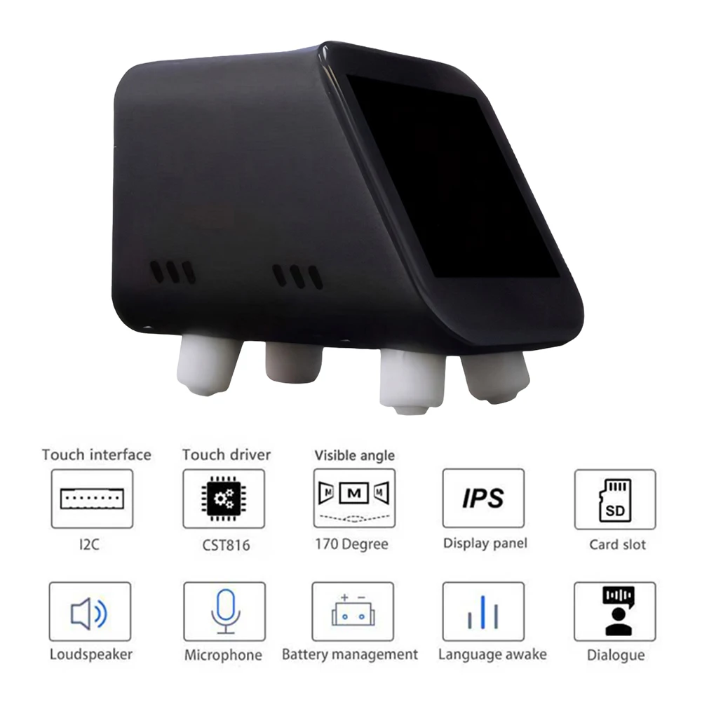 

ESP32 S3 MUMA AI Chat Robot WIFI&BT5 Часы-метеоролог с функцией голосового помощника (черные, с батареей, сенсорным управлением)