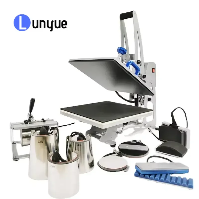 8 in 1 Heat Press Machine Auto Open for T Shirt Mug Plate Cap Pen Combo Sublimation Printer DIY Custom Gift Making Tool