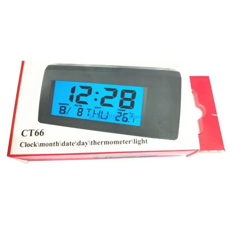 U1JF Car Thermometer 2-in-1 Electronic Watch Car Central Control Clock High