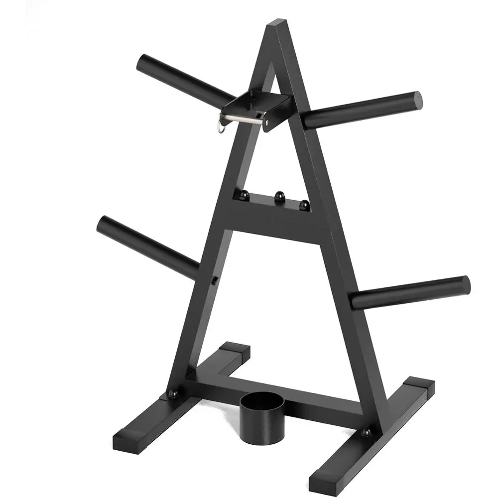 

Weight Plate Tree and 1 Plate Rack - 300 lbs Capacity, Gym Storage Stand for Home Workout Area Organization