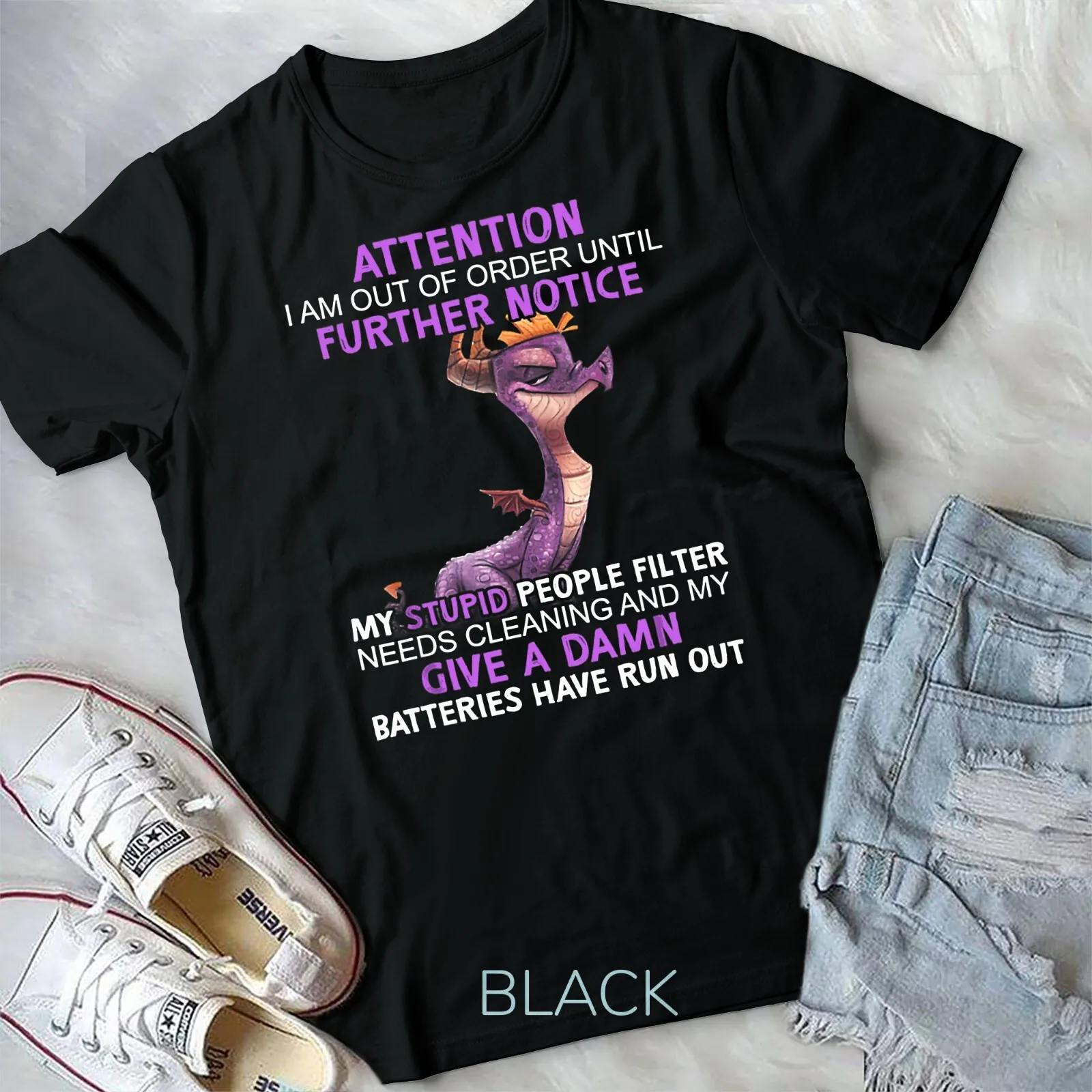 Dragon Attention Je suis hors de commander jusqu'à ce que l'avis continue T-shirt unisexe