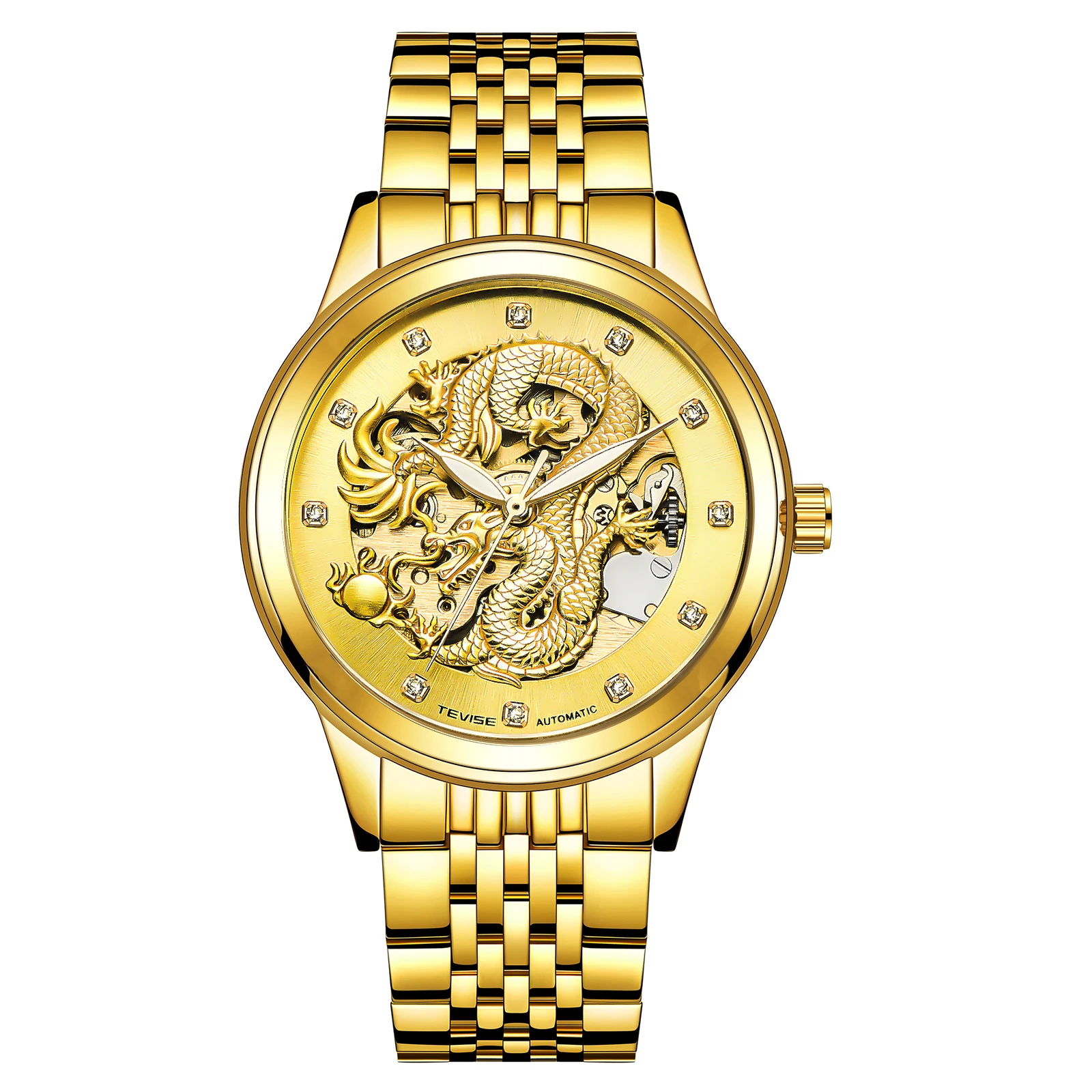 

Luxury Mechanical Watch For Men Automatic Wristwatch Business Waterproof Male Clock，Wristwatch Stainless Steel Strap Automatic