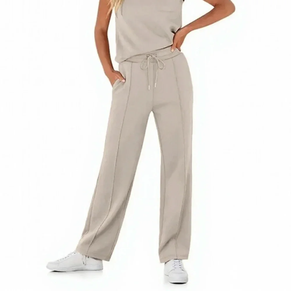 

Mia Muse Select Daily Basics Drawstring Full Length Natural Waist Regular Fit Casual Pants For Women's 'Pants All Season