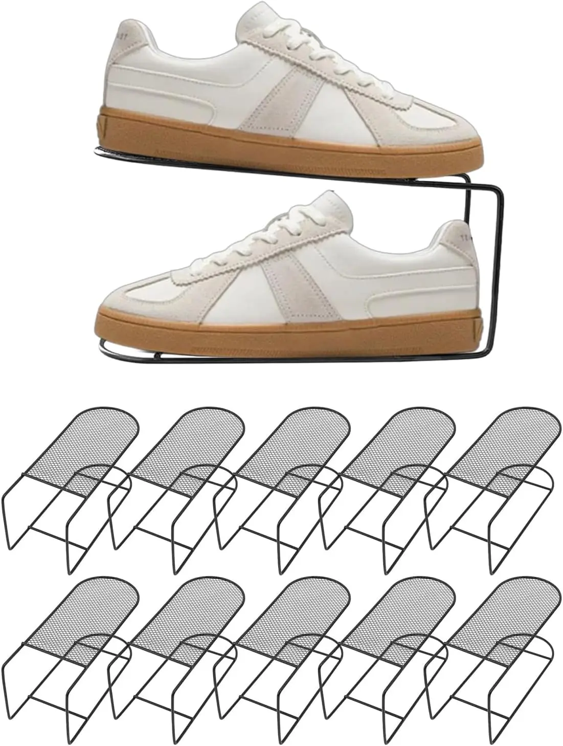 

Shoe Slots Organizer,Metal Shoe Stackers,Double-Layer Shoes Holder Stacker,Iron Storage Rack for Shoes,Space Saving,for Closet,C