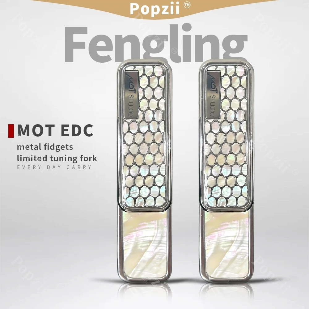 MOT Stainless Steel Luminous Shell Coating Tuning Fork DingDing Push Slider Stress Relief Toy Anxiety Toys Decompression Toy