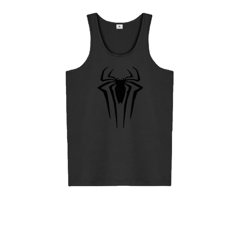 Men Casual Fitness Muscle Shirts Spider Print Gym Bodybuilding Sport Vests Summer Mesh Breathable Quick Dry Sleeveless Tank Tops