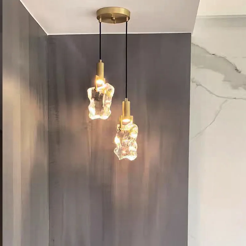 

Contemporary Home Decor Gold Crystal LED Ceiling Chandelier and Stair Pendant Light with Dimmable for Living Room