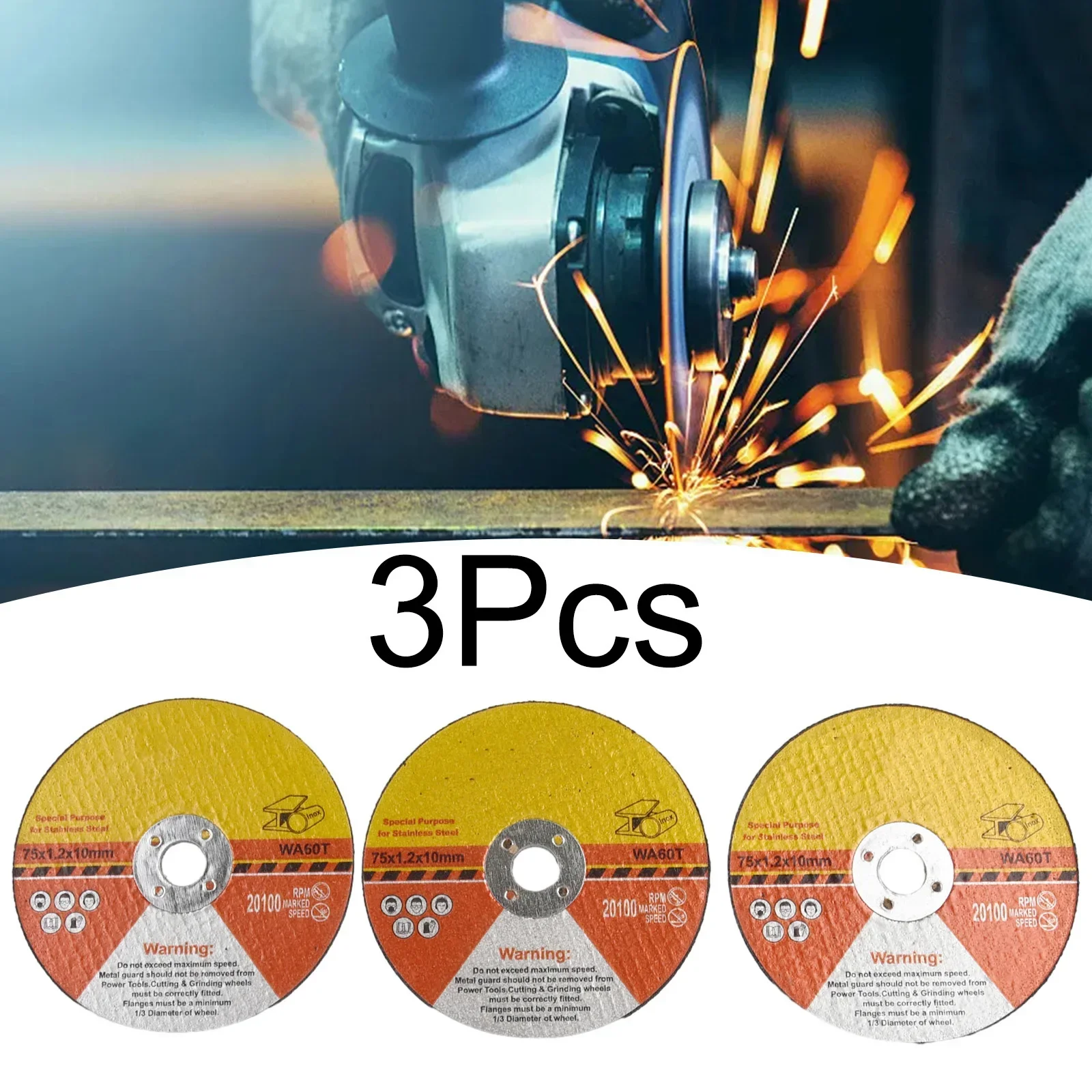 3pcs Mini Cutting Disc Circular Resin Grinding Wheel Sanding Disc 75mm For Angle Grinder Steel Stone Cutting Angle Grinding Bit