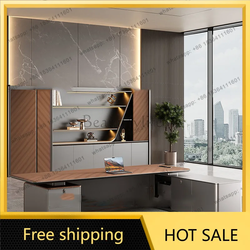 zj.Lshaped Adjustable Office Desk Gaming Luxury Multifunctional Office Desk Reception Space Saving Meuble Bureau Salon Furniture