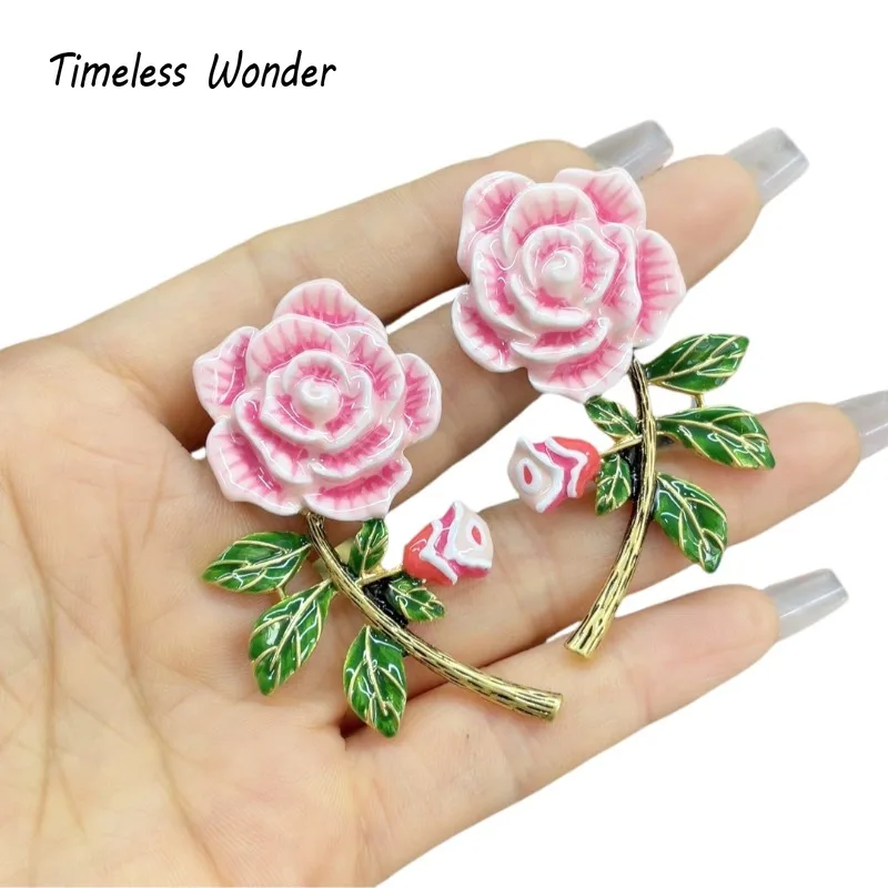 

Timeless Wonder Fancy Enamel Floral Stud Earrings for Women Designer Jewelry Luxury Sweet Korean Japan Rare Top Gift 3375