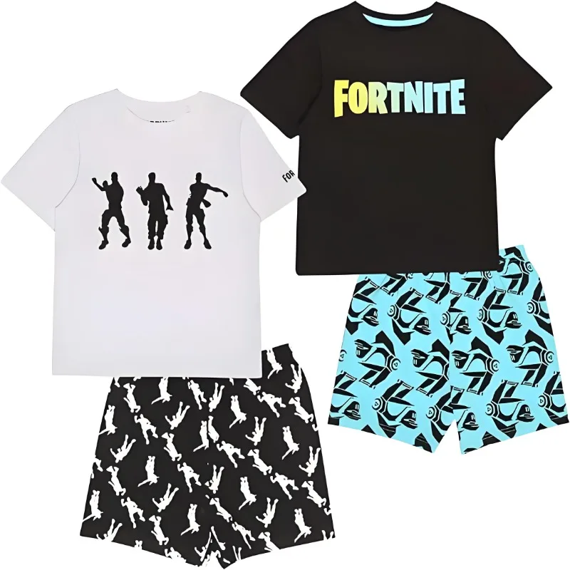 

Fortnite Children Clothes Suit Cartoon Anime T-shirt Set Summer Shorts Sleeve Tee Shorts Kid Sportswear