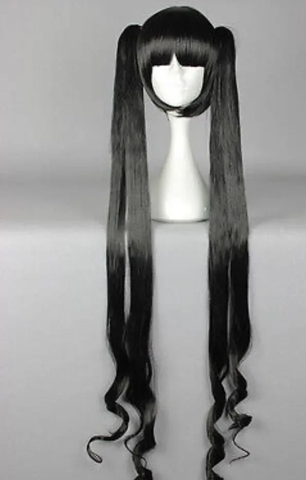 WIG  HOT SELL! 100CM Hestia Long Black Curly Cosplay Wigs