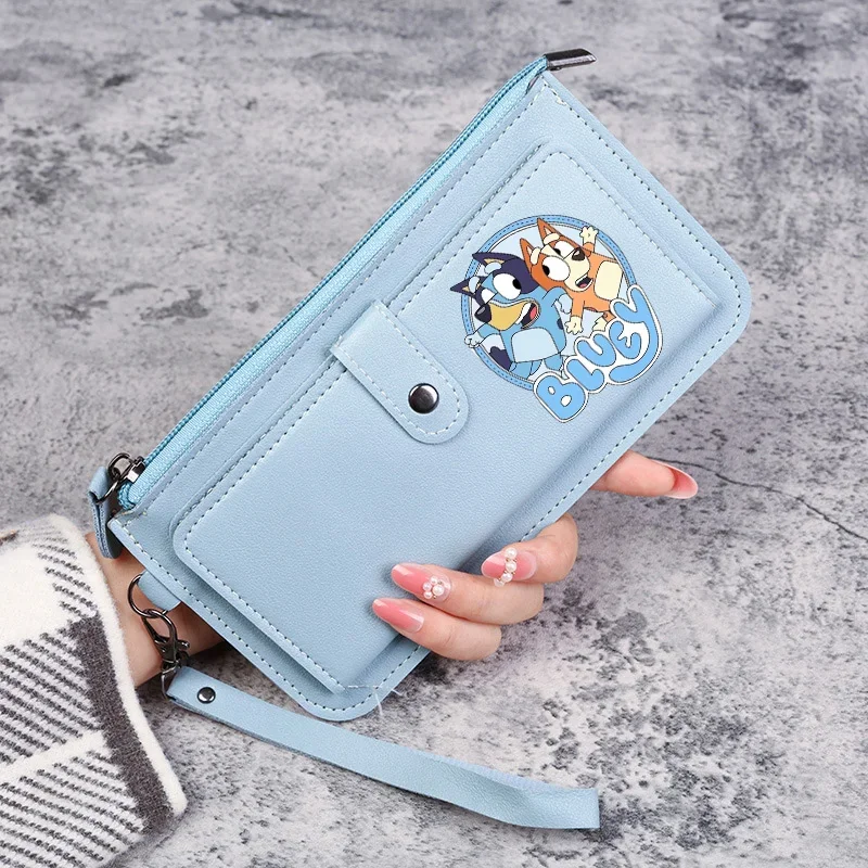 Bluey Bingo Long Wallet Child Family Wallets Coin Purse PU Leather Card Holder Student Supplies Purses Adult Cards Wallet Gift