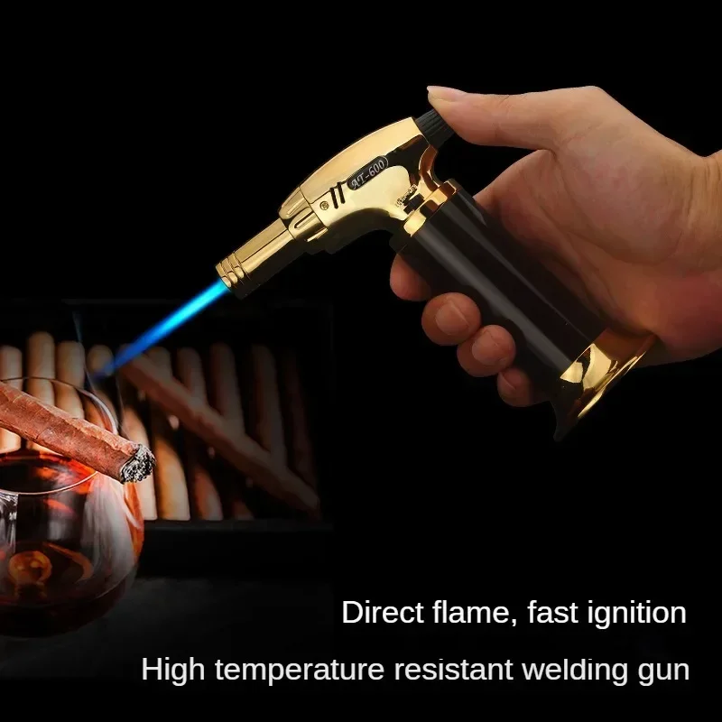 Windproof Spray Gun Refillable Kitchen Torch Lighter Butane Gas Jet Lighter Cigar Lighters Metal Welding Gun BBQ Cooking Gadgets