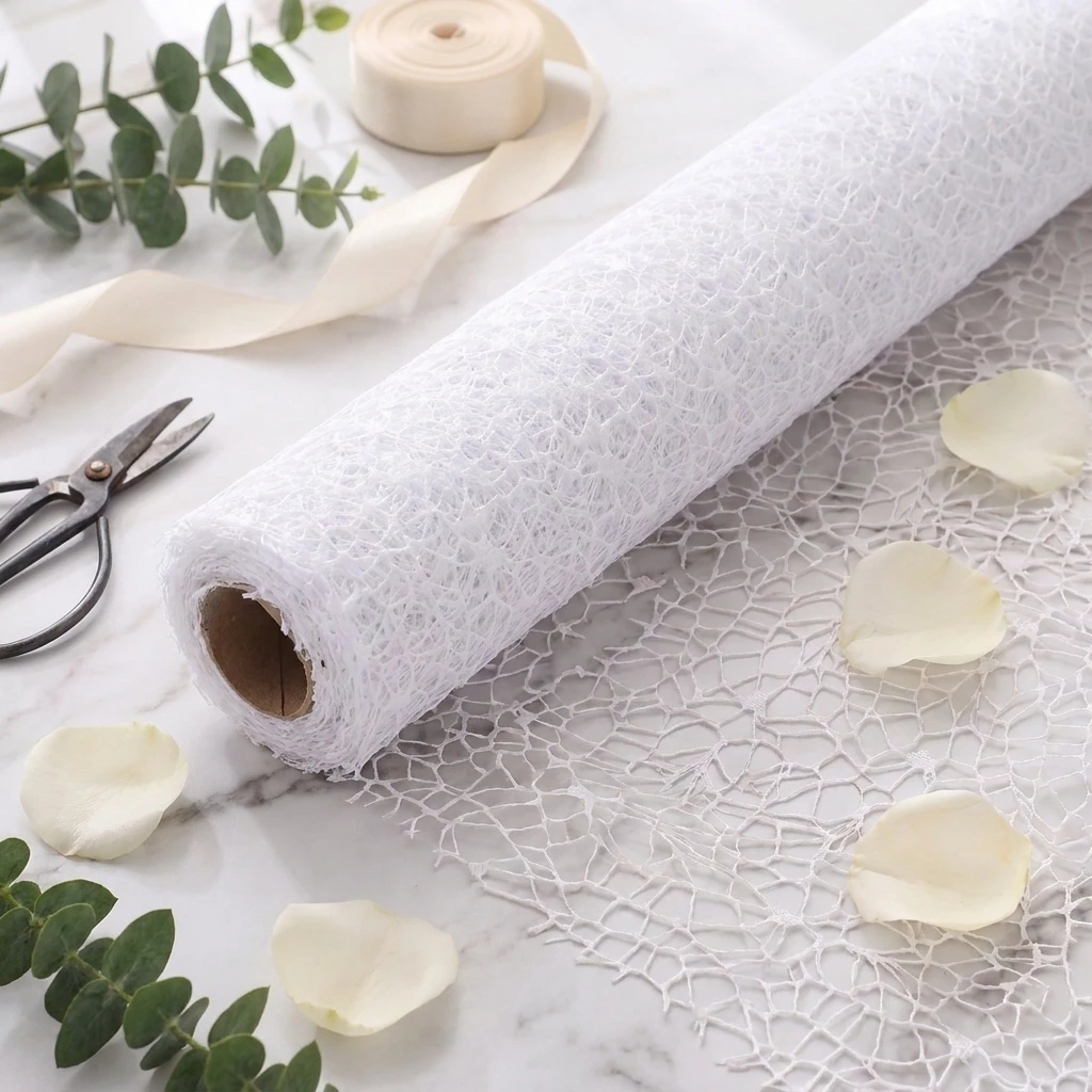 The Florist Supply - White Flower Wrapping Mesh Net Irregular