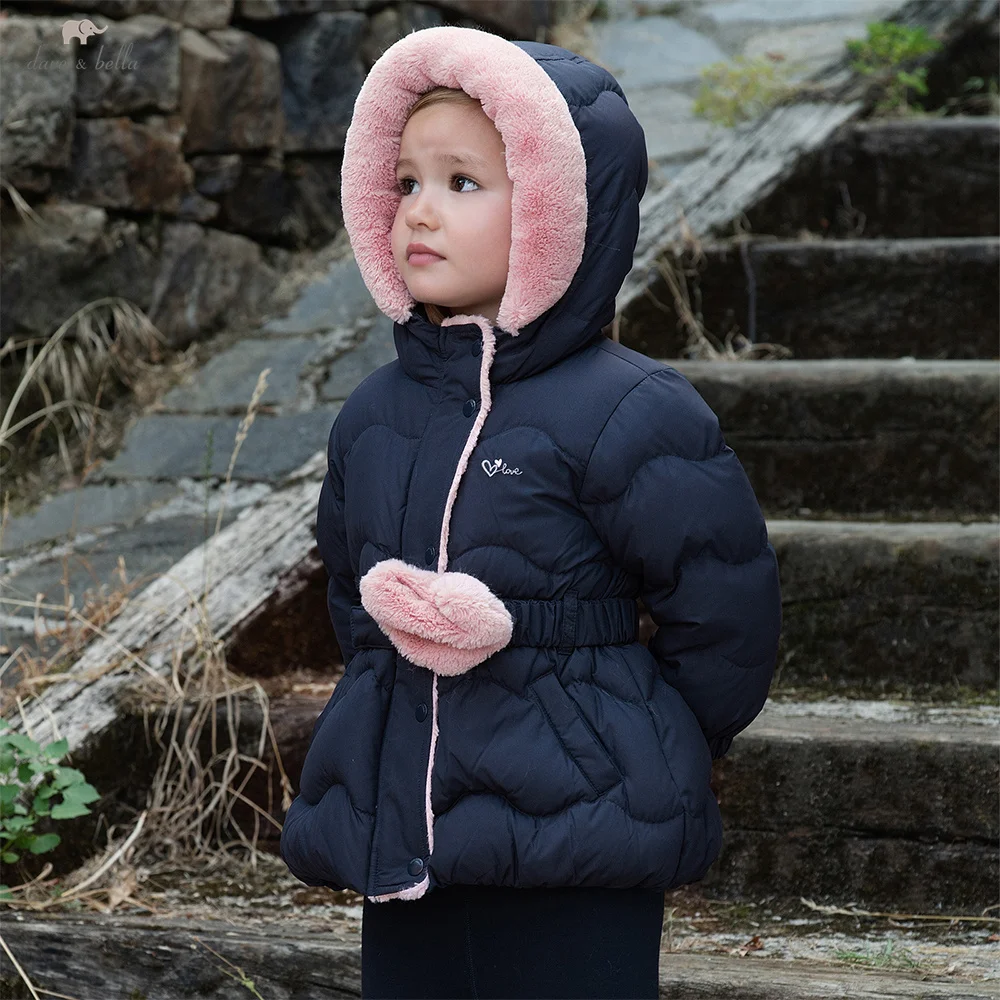 

Dave Bella Girls Down Jacket Autumn Winter Baby Velvet Hooded Children Thicken Coat Waterproof Outerwear Kids Clothing DB4254547