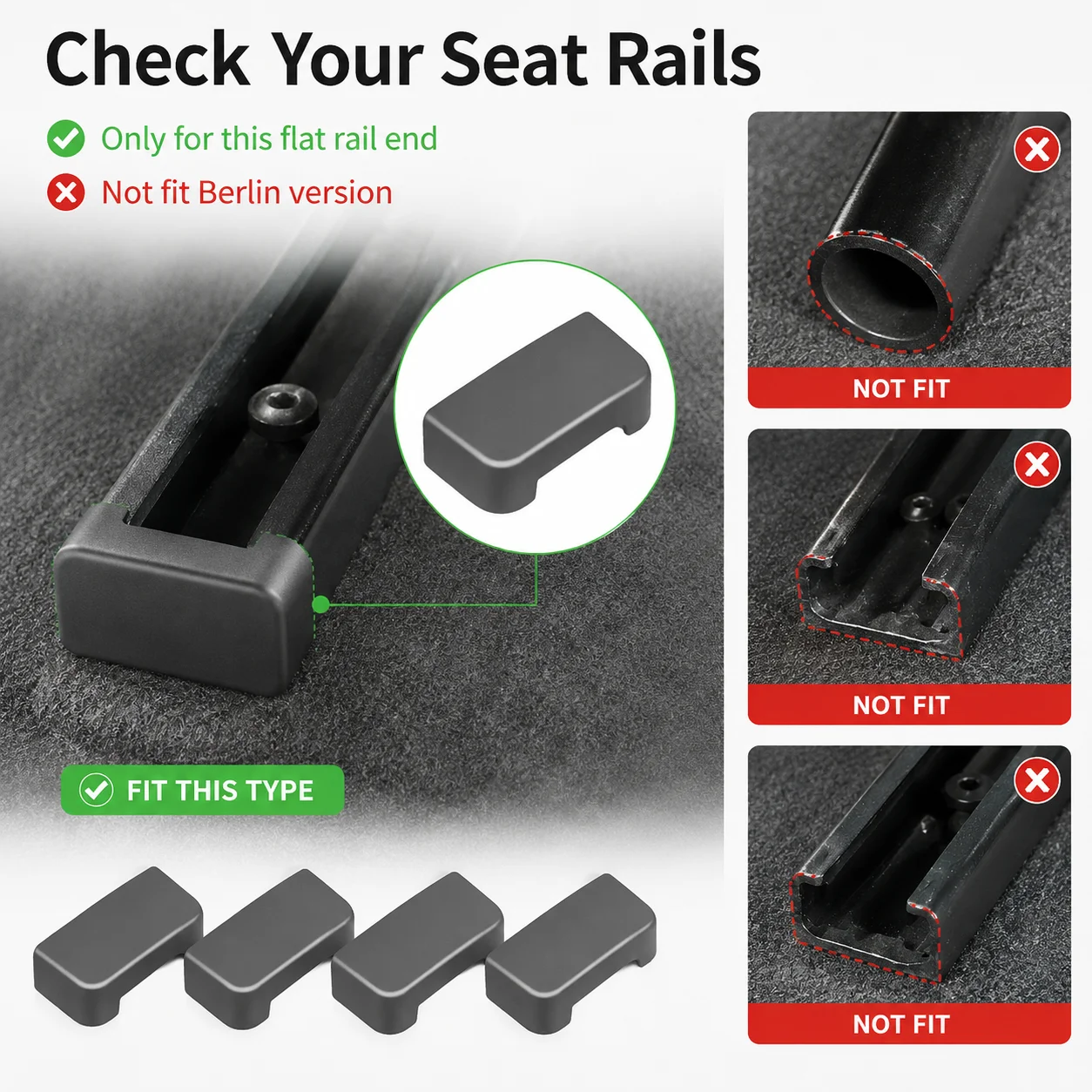 For Tesla Model Y YL Juniper Model 3 Highland Seat Rails Cover Seat Track End Plug Cap Dust‑Proof Modification Car Accessories