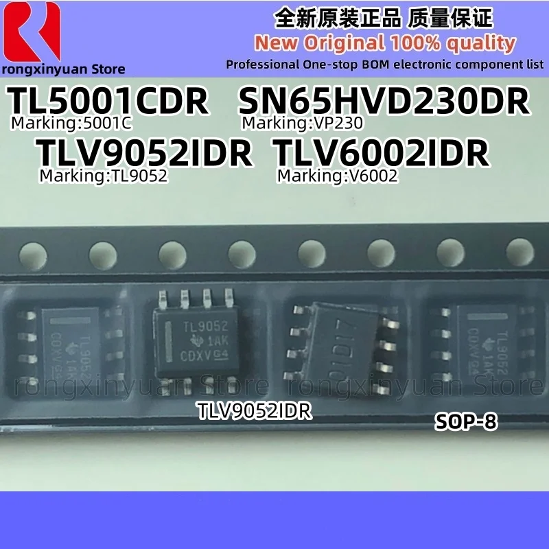 10Pcs TLV9052IDR TL9052 TLV9052 TLV6002IDR V6002 TLV6002 TL5001CDR 5001C TL5001C SN65HVD230DR VP230 SN65HVD230 SOP-8 100% New