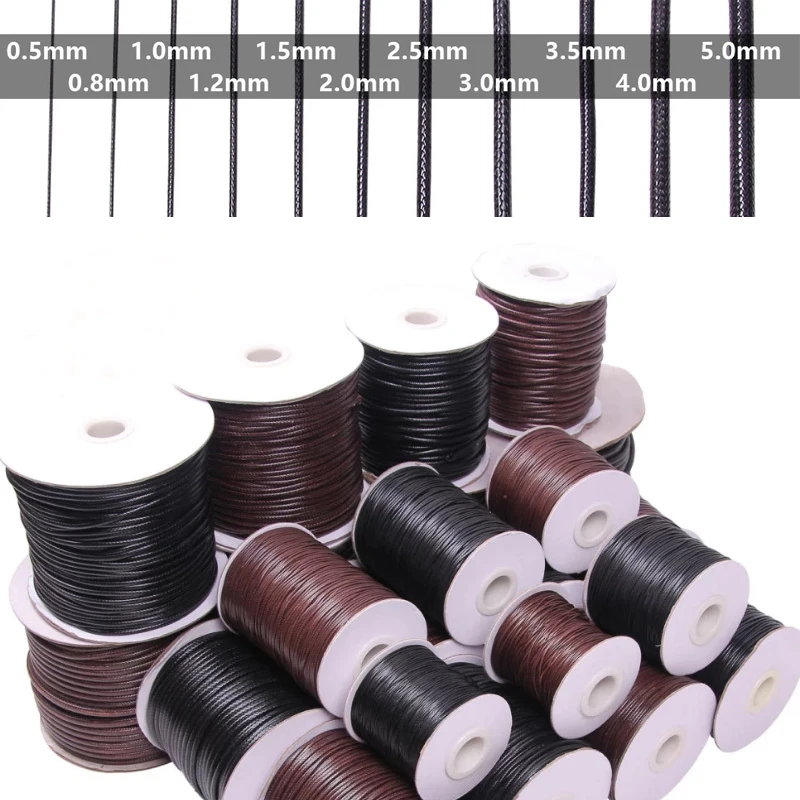 20meters 0.5 0.8 1 1.2 1.5 2 2.5 3 mm Round Wax Cord Thread Beading Rope Waxed String For Diy Bracelet Necklace Jewelry Making