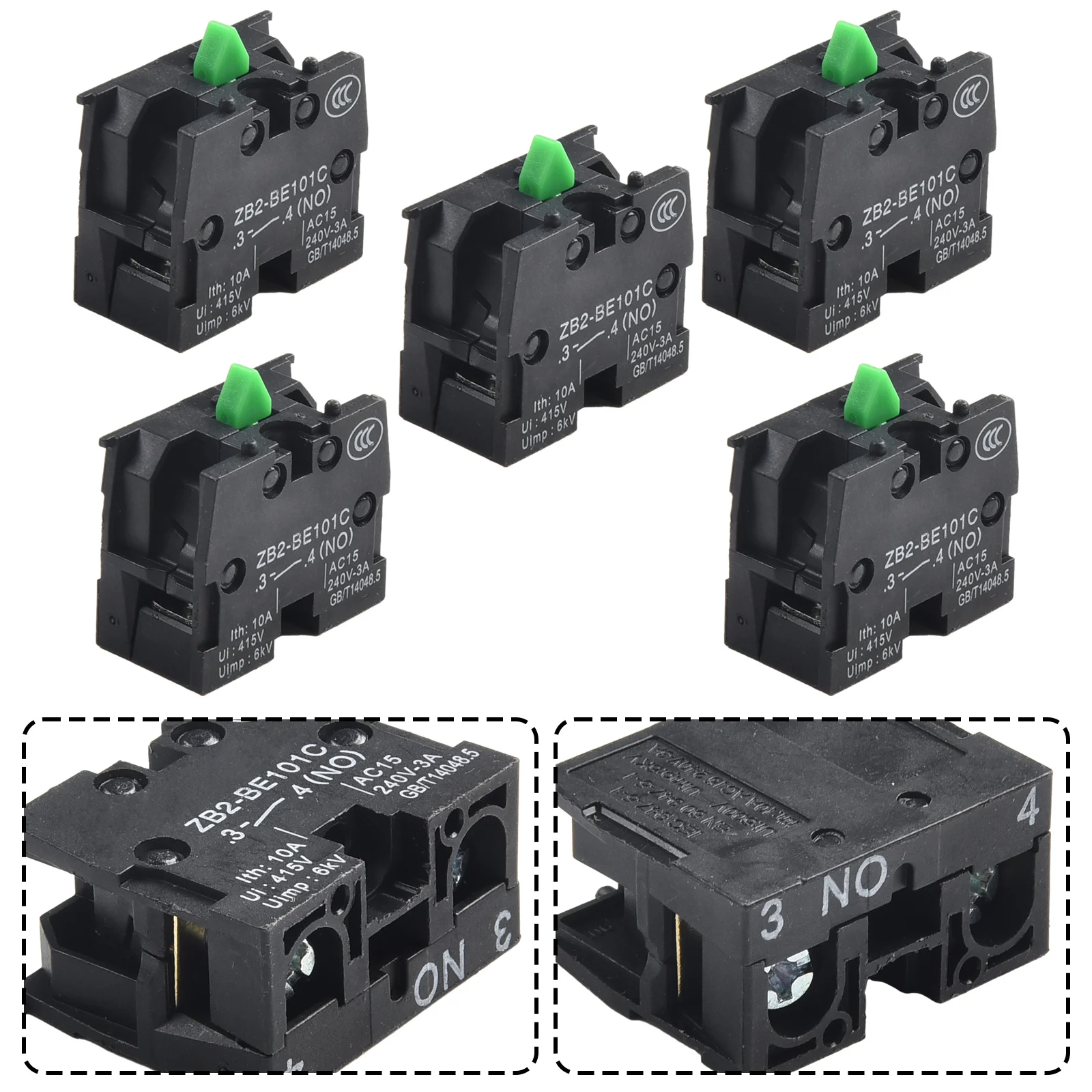 High Qulity Factory Workshop Joystick Switch Switch Push Botton Switch 5PCS 600V Black NO Push Button Replacement