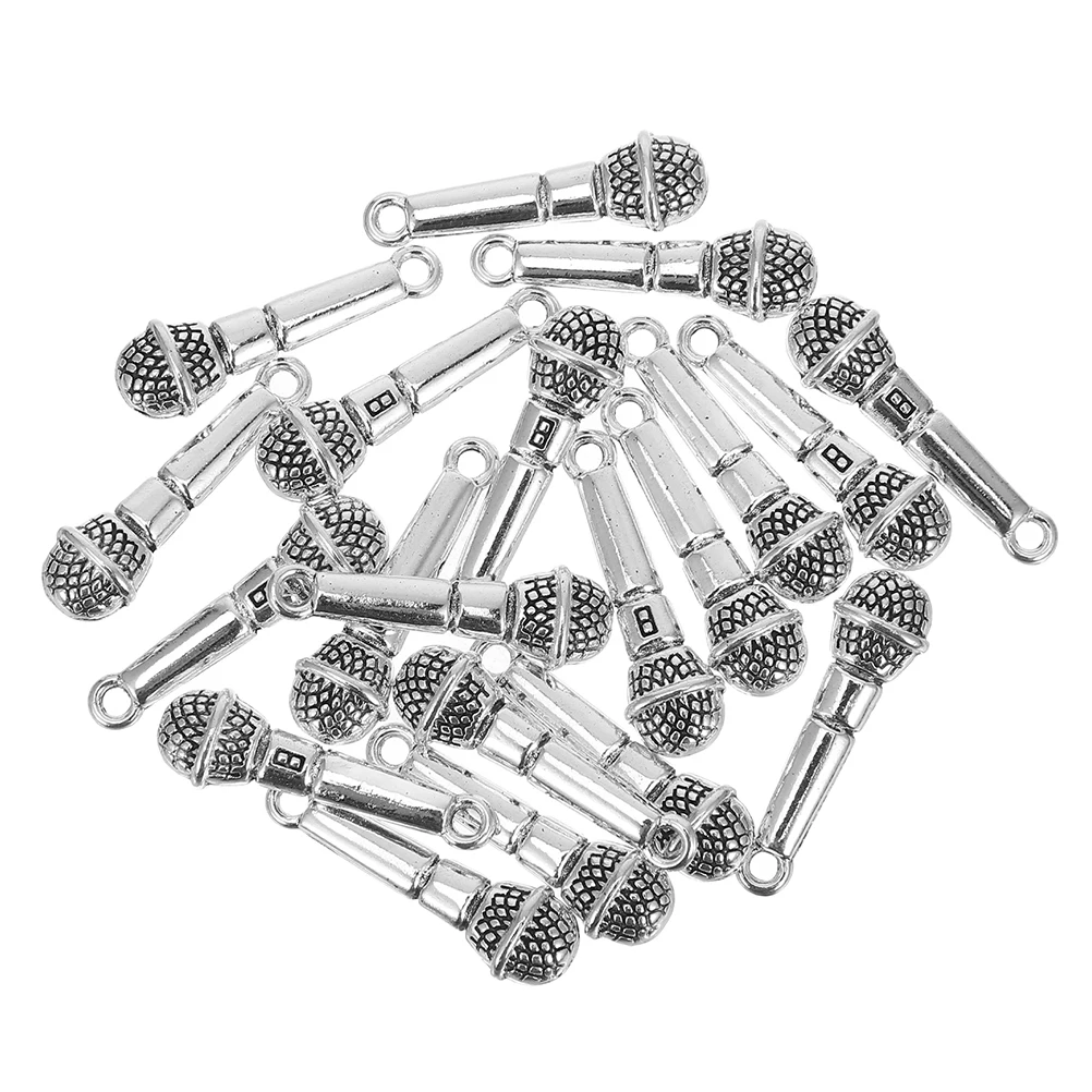 

Alloy Microphone Pendant Charm Keychain Musical Instrument Silver Zinc Jewelry Making