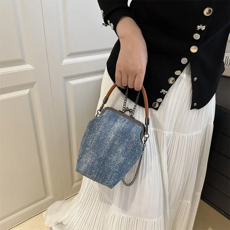 Neue 902-Denim-Tasche, Umhängetasche, Umhängetasche, Clutch, modisch, lässig, Pendler, literarische Handtasche