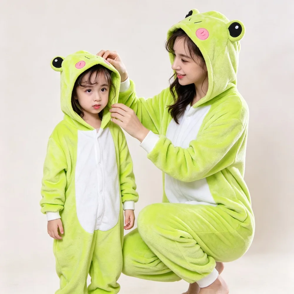 Adult Family Matching Pajamas Unicorn Kigurumi Anime Cartoon Hooded Jumpsuit Children Onesie Pijama Infantil Menino Kids Pyjamas