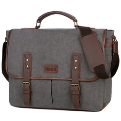 Mens Messenger Bag 14 Inch Vintage Canvas Briefcase Large Satchel Shoulder Bag Rugged Computer Laptop Bag