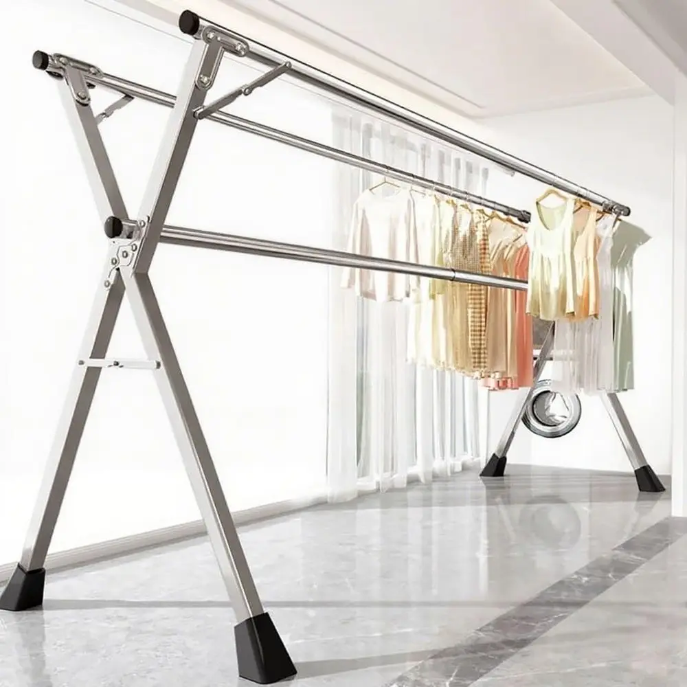 

Расширяемая сушилка для белья X-образной формы из нержавеющей стали для внутреннего использования, идеально подходит для шкафов в спальне