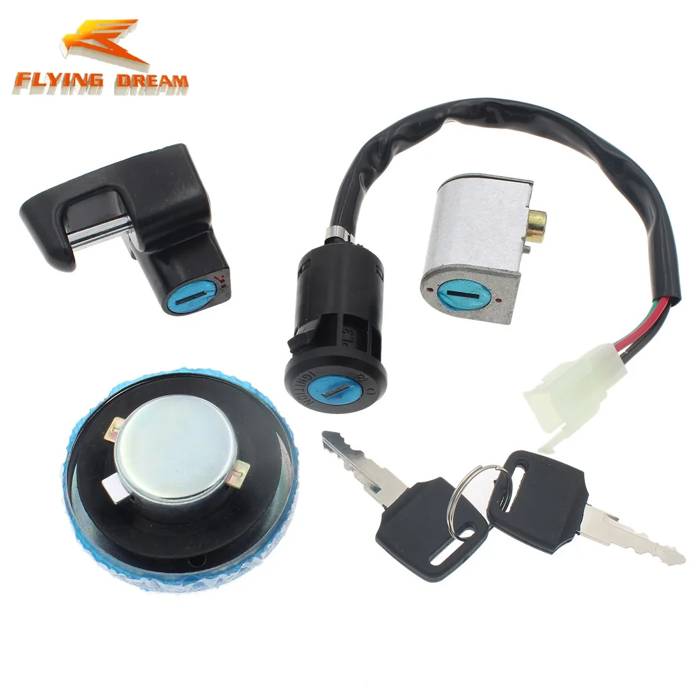 

Ignition Lock Fuel Tank Cap Lock Helmet Lock Anti-theft Lock Kit Universal for Honda Monkey Z50 Bike Ape Aluminum Alloy