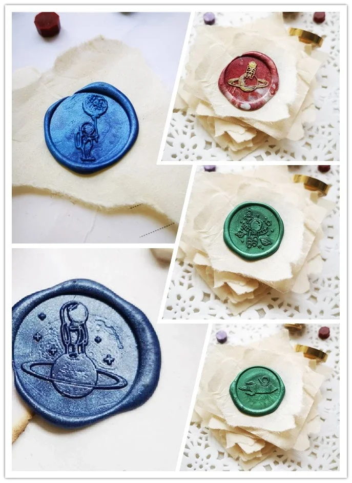 Galaxy Star Paper plane astronaut galaxy map plant Cherry blossoms compass Sealing Wax Stamps Wedding Wax Seal Stamp
