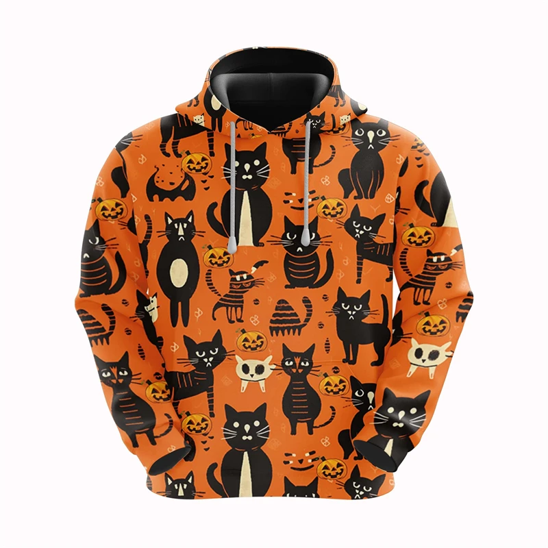 

Halloween Black Cat 3D Printed Hoodies For Men Fashion Colorful Harajuku Tracksuit Pullover Casual Oversize Funny Sweatshirt Top