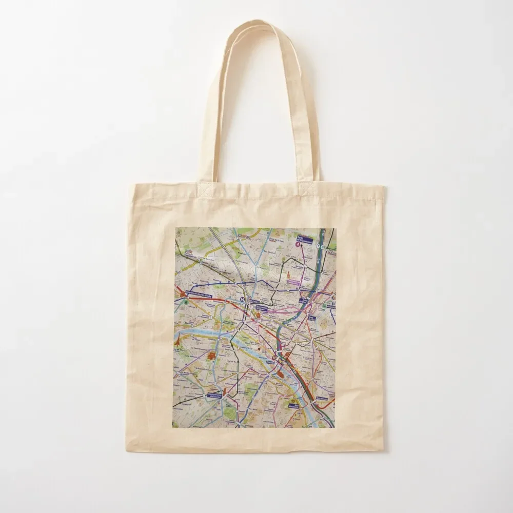 

Paris Metro Map Tote Bag Shopper cute tote bag foldable reusable bag