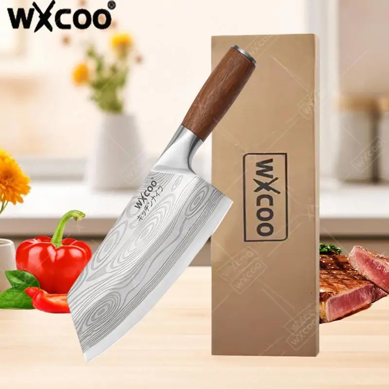 WXCOO Utility-Küchenmesser aus Edelstahl zum Kochen, geschmiedetes Ausbeinmesser, Holzgriff, zum Hacken von Fischen, Obstschneider