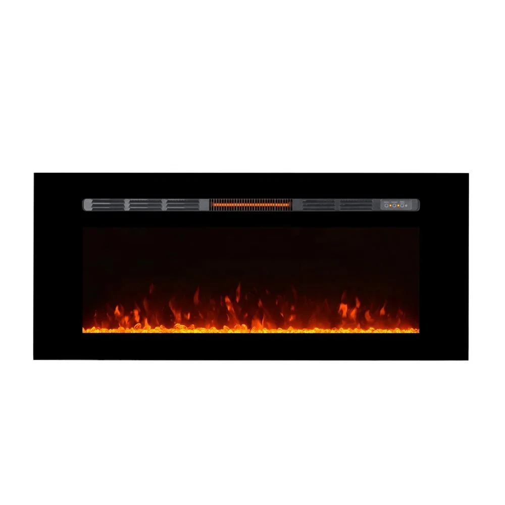 

50-дюймовый встраиваемый электрический камин, настенное инфракрасное отопление из бревен и гальки