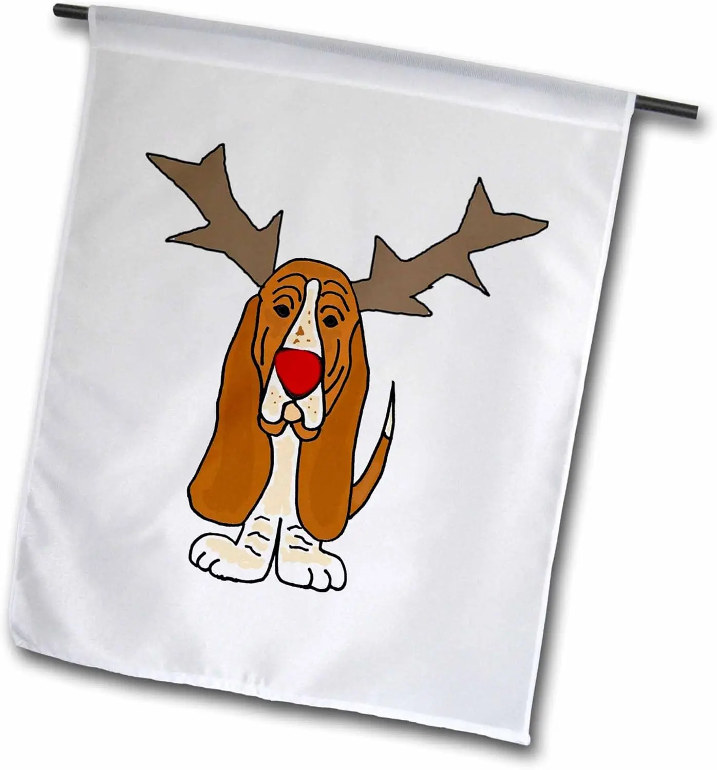 3dRose fl_220486_1 Funny Christmas Basset Hound Dog As Reindeer Garden Flag, 12 x 18