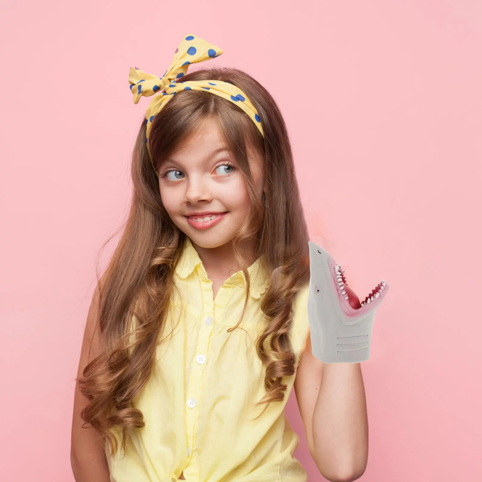 หุ่นมือรูปฉลาม 1 ชิ้น ของเล่นเด็กแบบอินเทอร์แอคทีฟ ธีมมหาสมุทร ถุงมือจำลองสำหรับเล่านิทาน สนุกสนาน เรียนรู้ การสื่อสาร