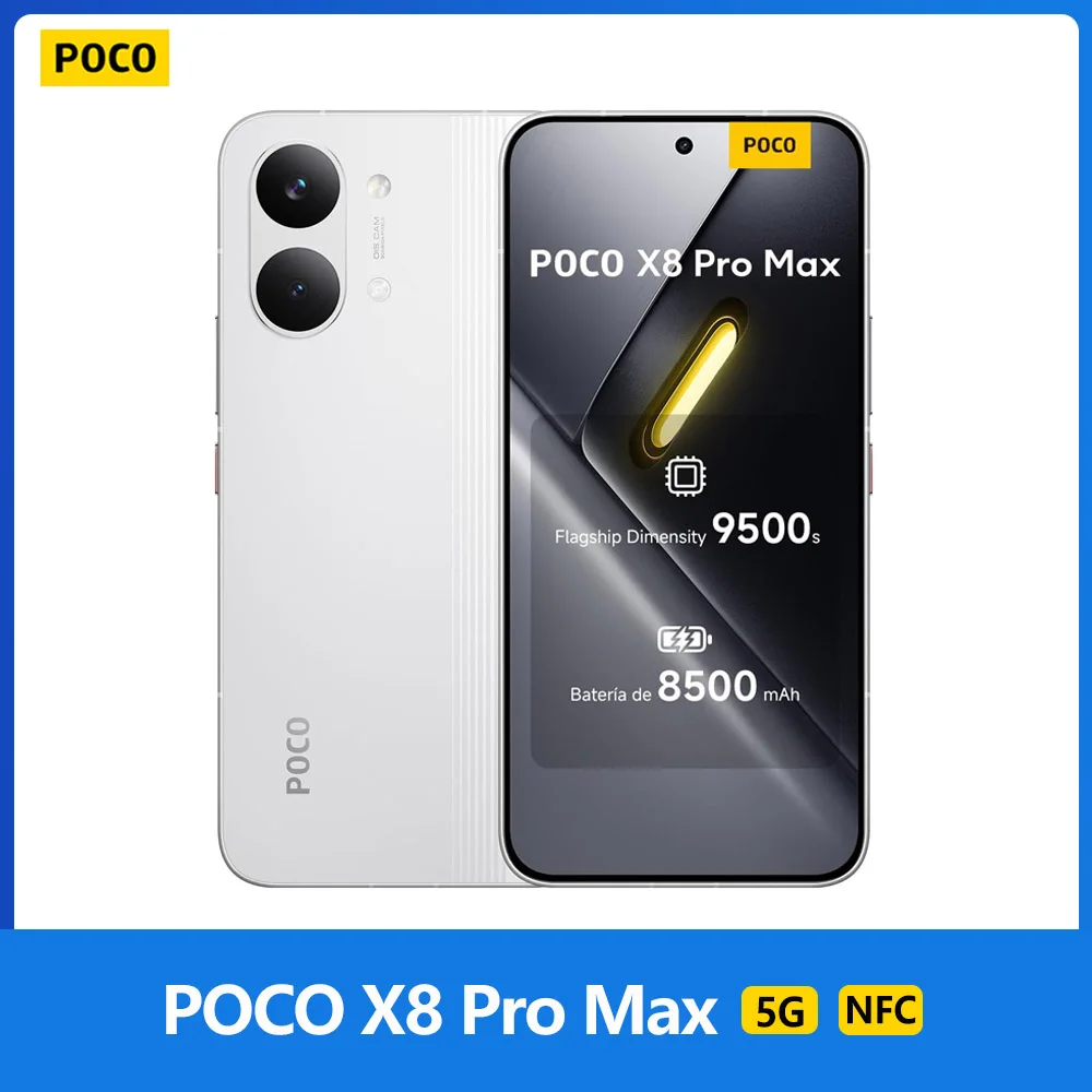 POCO X8 Pro Max 5G, NFC, MediaTek Dimensity 9500s, Pantalla AMOLED 1.5K, 6.83 pulgadas, 120 Hz, Cámara de 50 MP, IP68