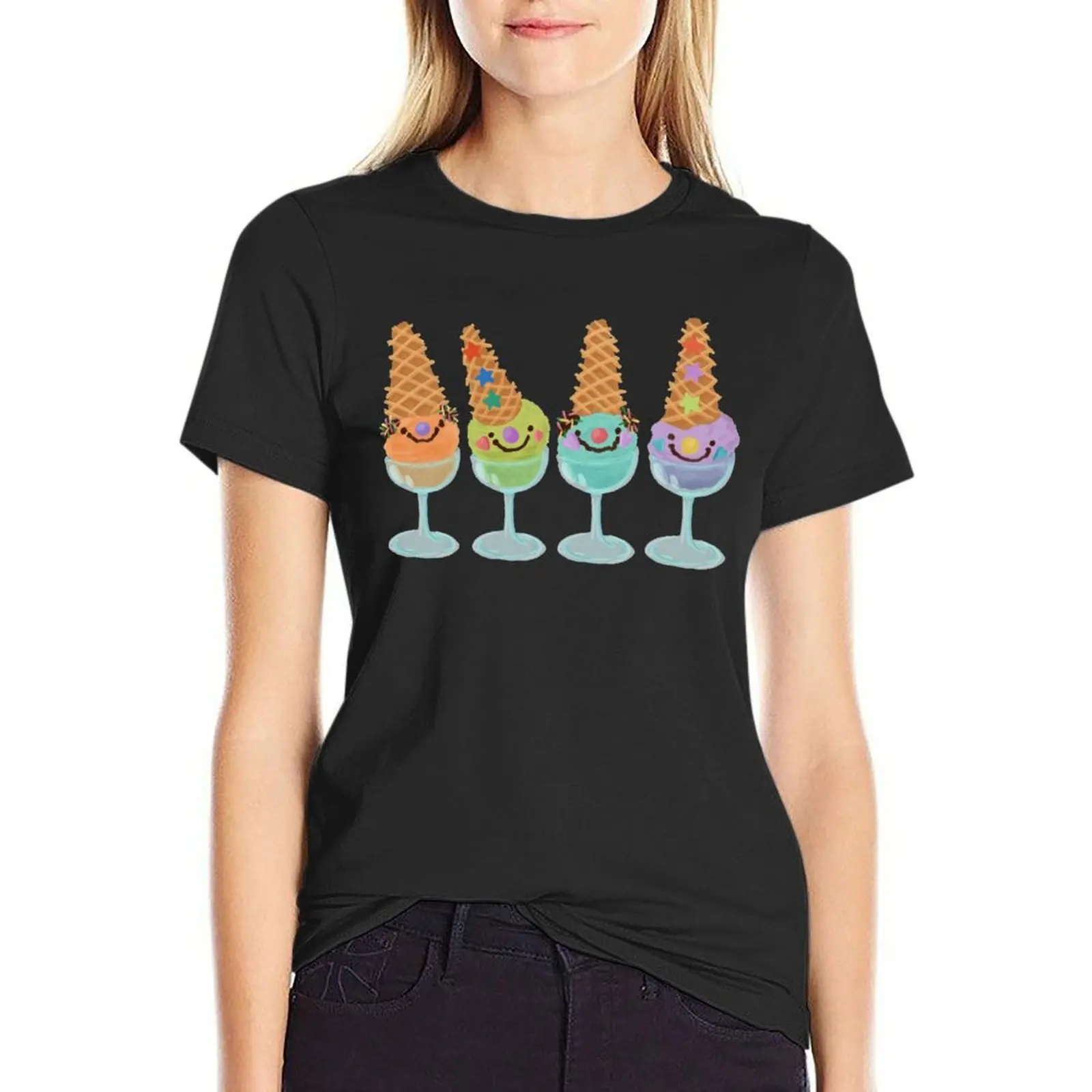 

Ice Cream Friends T-Shirt animal print shirt for girls quick-drying vintage Woman fashion