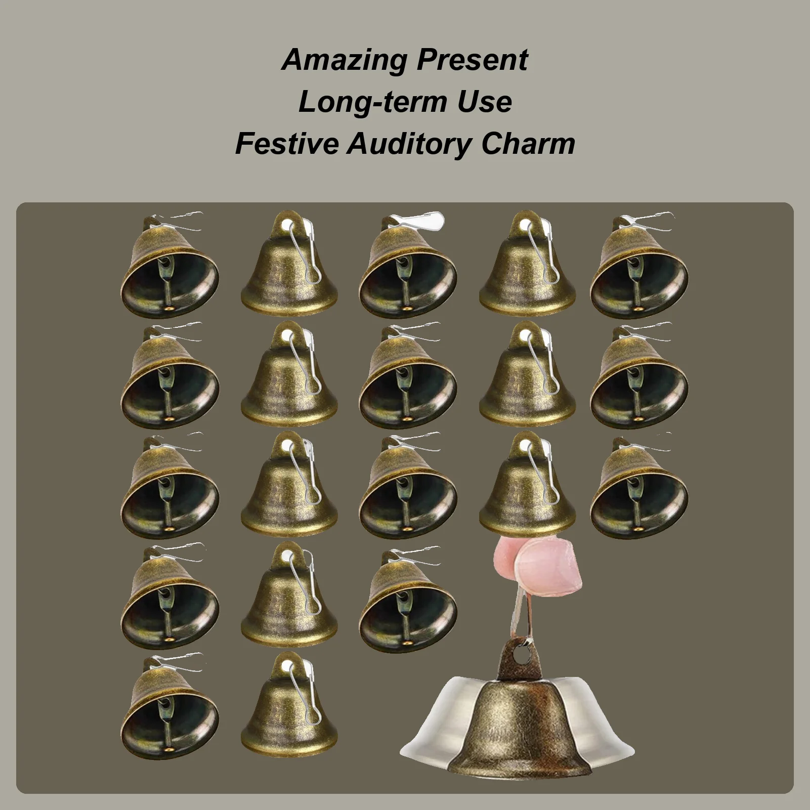 أجراس عيد الميلاد 20 قطعة ديكور شجرة العطلة أجراس عيد الميلاد الريفية لشجرة باب إكليل الزفاف عطلة الكنيسة في الهواء الطلق الطرف