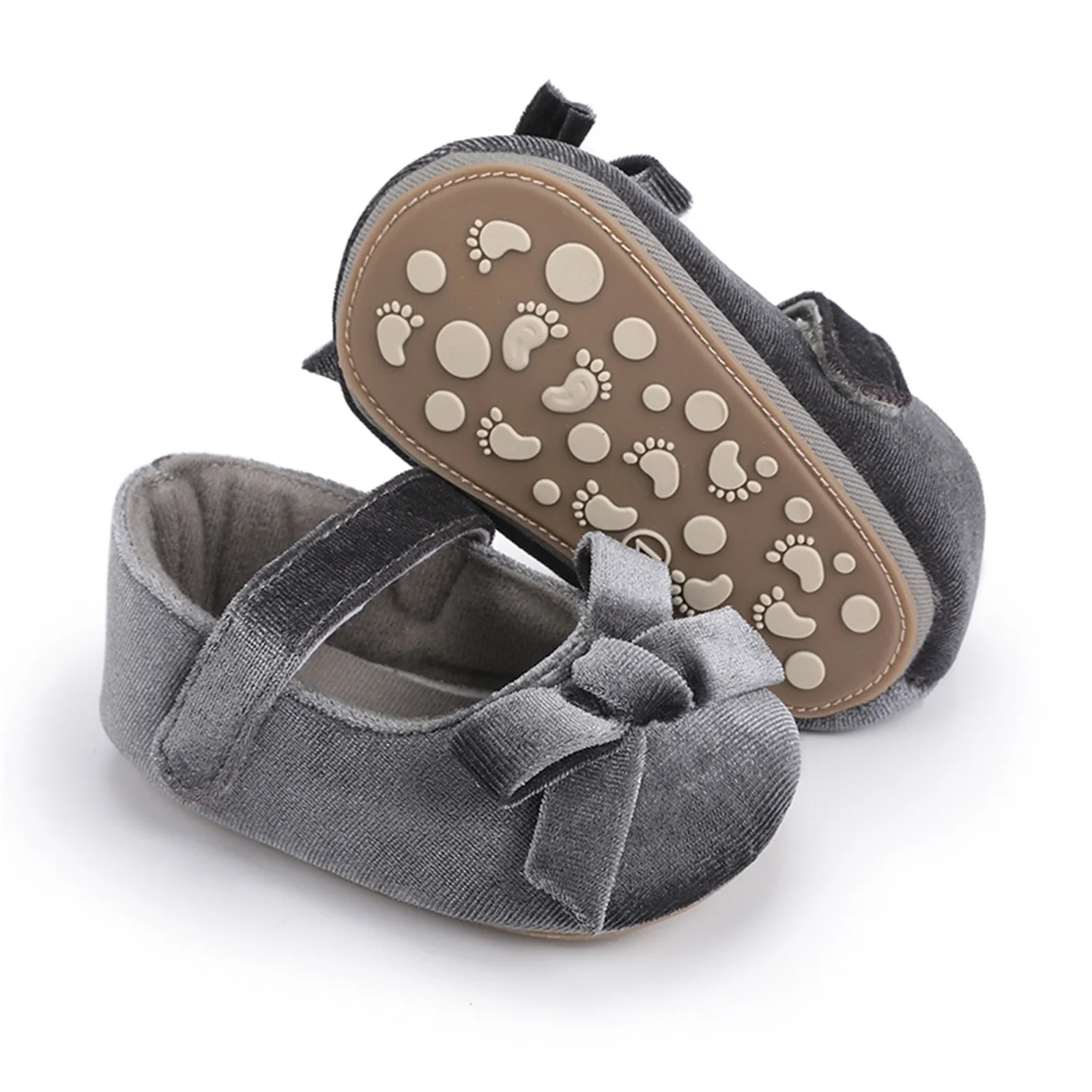 Infant Baby Girls Walkers Shoes Flats Bowknot Soft Anti-slip Rubber Sole Newborn Toddler First Walker Shoes 3 6 12 18 Months