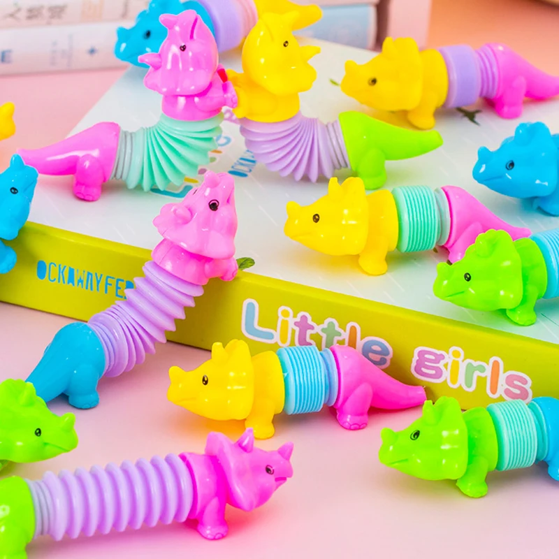 20Pc Colorful Telescopic Tube Transformation Dinosaur Stress Relief Toy for Kids Birthday Party Favors Wedding Guest Pinata Gift