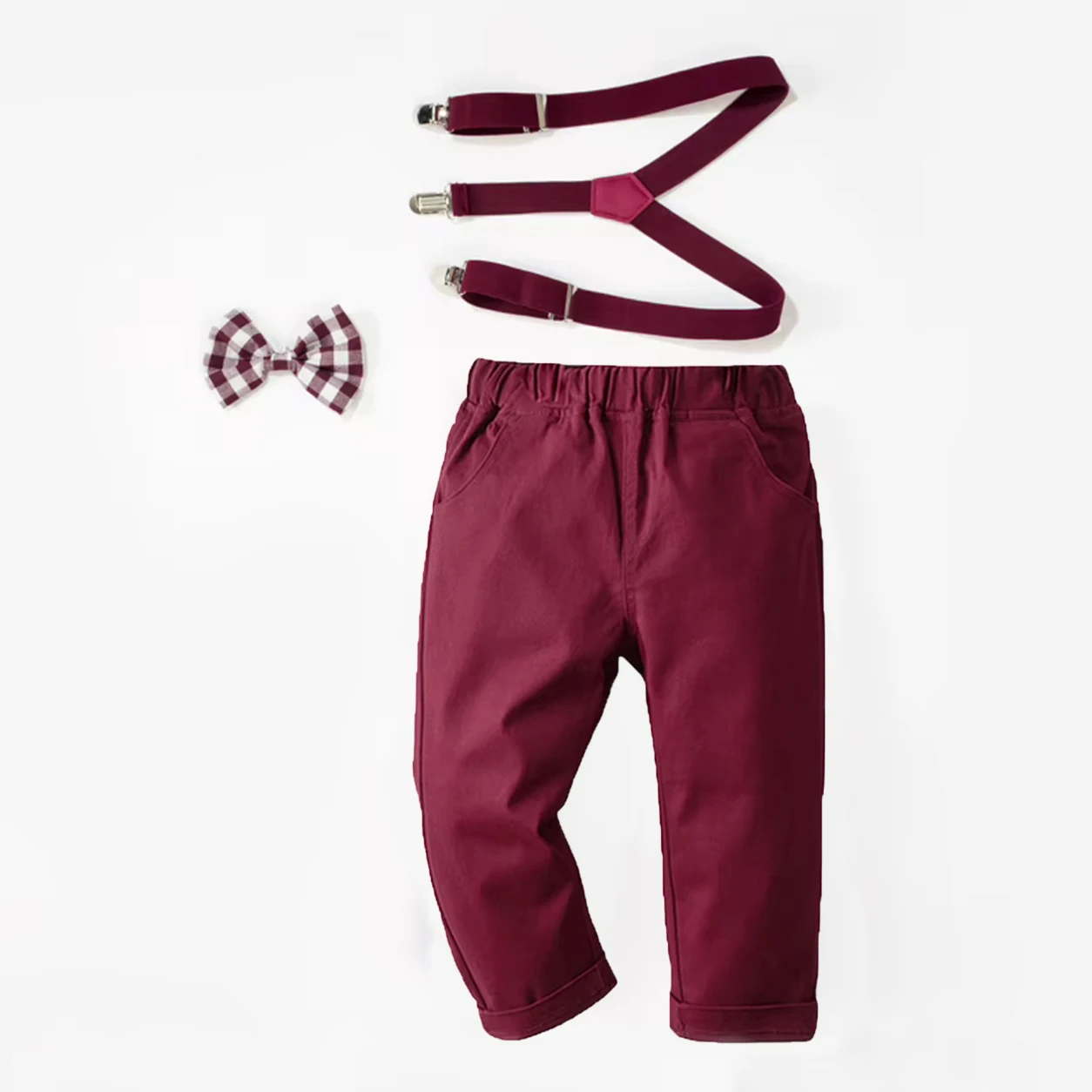 Weihnachtliches Hemd-Set mit Hosenträgern für Jungen von 1-7 Jahren, Langarm, Frühling-Herbst-Partyanzug, Weiche Baumwolle, Kinderkleidung – Detail 10