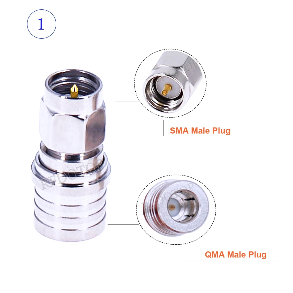 1Pcs QMA Male Female to RP-SMA / SMA Male Female Straight / Right Angle Adaptor 50 Ohm RF Coaxial Converter Connector