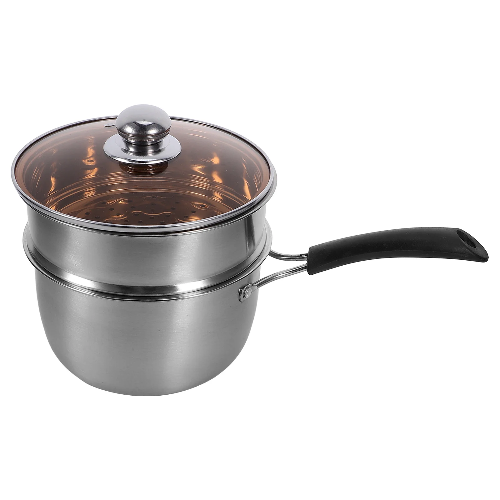 

1Set Stainless Steel Steaming Pot Kit Single Handle Cooking Pot Soup Milk Saucepan for Kitchen Home Restaurant Use
