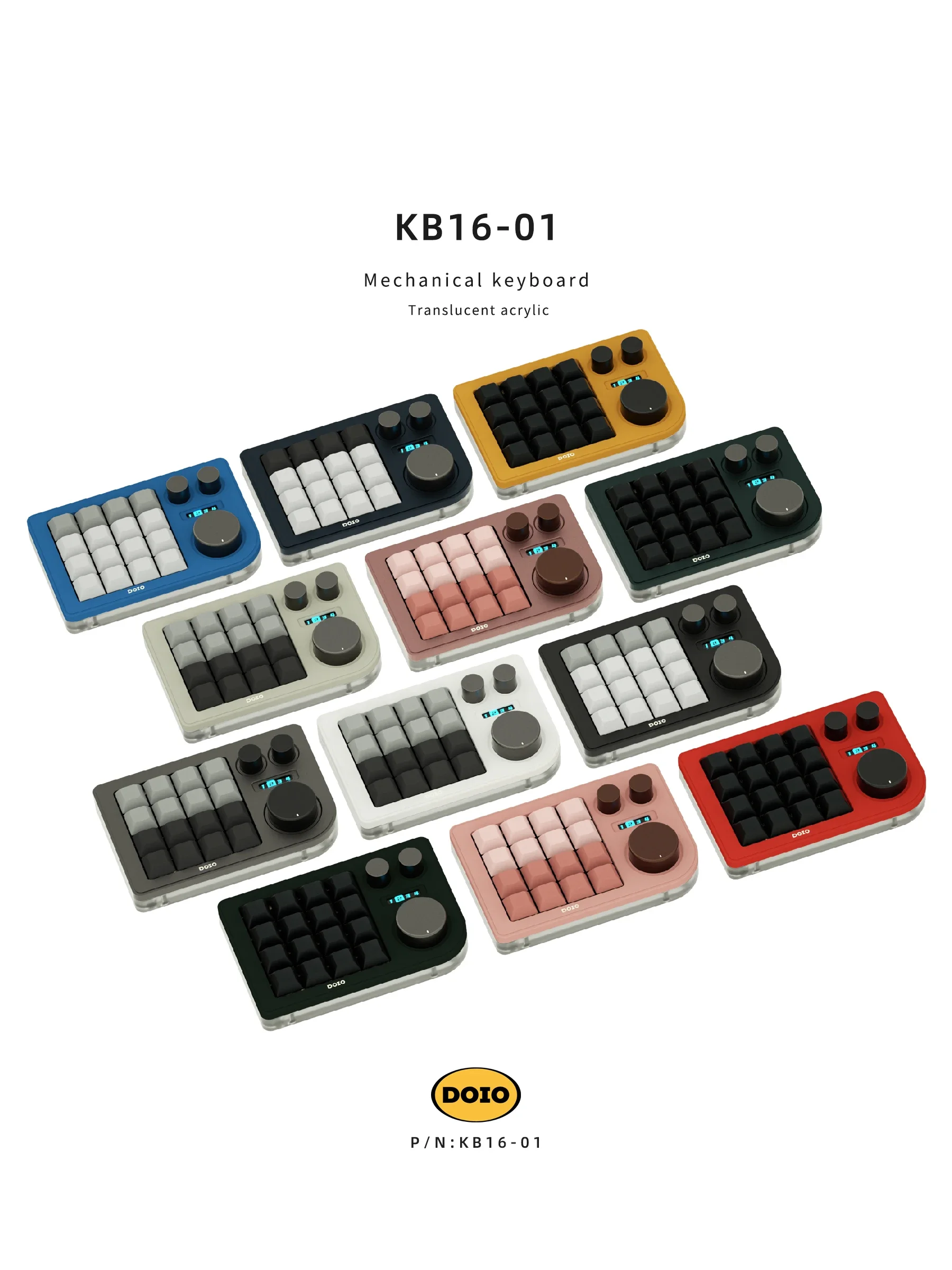 

DOIO KB16-01 16-Key Designer Keypad Triple Knob Custom Mechanical Keyboard Customized Gaming ArcadeGame DIY Wired Hot-swappable