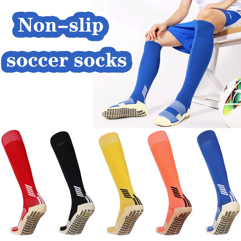 

High Adult Anti-Slip Socks Rubber Block Professional Soccer Kids Knee Towel Bottom Long Football Hockey Sports Grip Socks Unisex