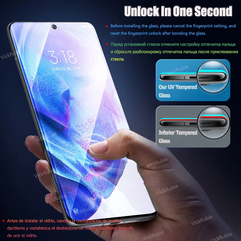 2PCS UV Tempered Glass For Samsung Galaxy S22 S21 S23 Plus Ultra Screen Protector Note 20 Ultra 10 9 8 S10 S9 S20FE S10E S 22 23
