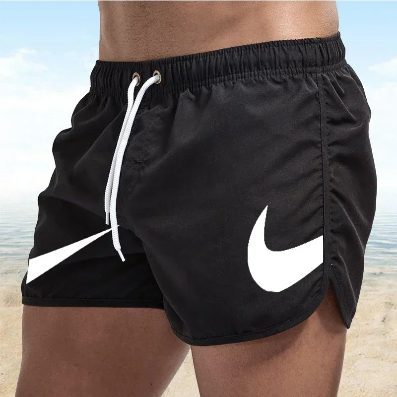 2024 Summer Men\'s Beach Shorts Fitness Sports Surfing Single Color Shorts Casual Fashion Men\'s Beach Shorts